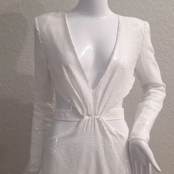 BCBG MaxAzria Runway White Sequined Dress - Picture 8 of 17